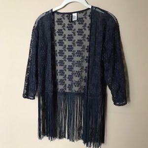 Kimono Shawl with Fringe Detail